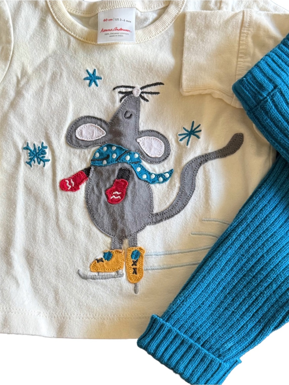 Hanna Andersson Unisex Organic Cotton Skating Mouse Applique & Ribbed Knit Pant